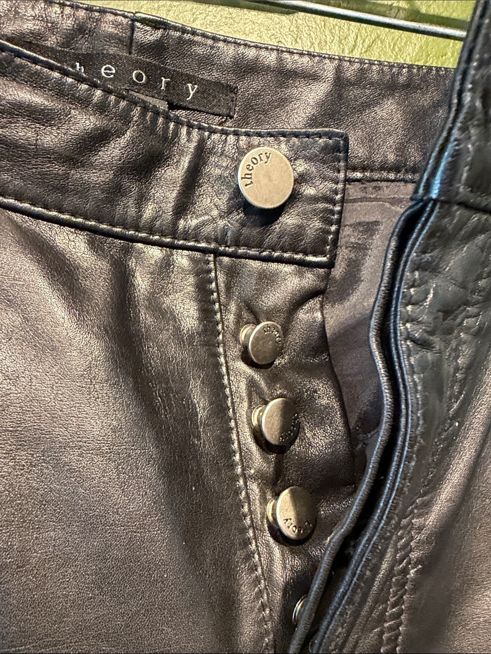 Vintage Theory Men's Black Leather Straight-Leg Pants - Picture 4 of 8